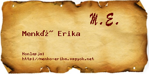 Menkó Erika névjegykártya